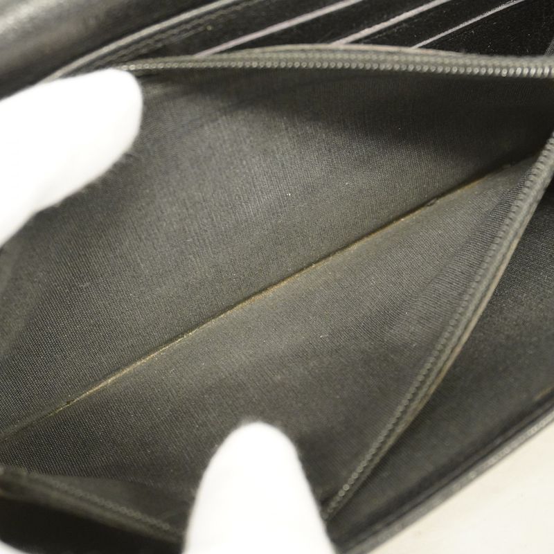 Chanel Long Wallet Camellia Leather Black Silver Hardware Women