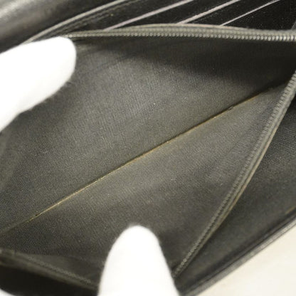 Chanel Long Wallet Camellia Leather Black Silver Hardware Women