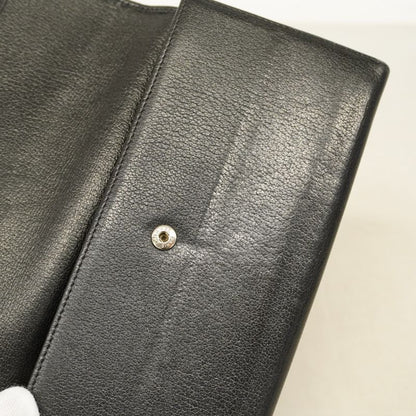 Chanel Long Wallet Camellia Leather Black Silver Hardware Women
