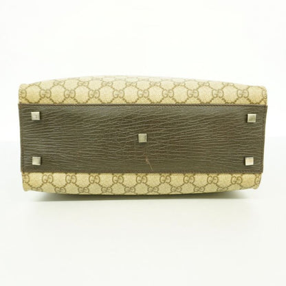 Gucci Tote Bag GG Supreme 91249 PVC Brown Silver Hardware Women's