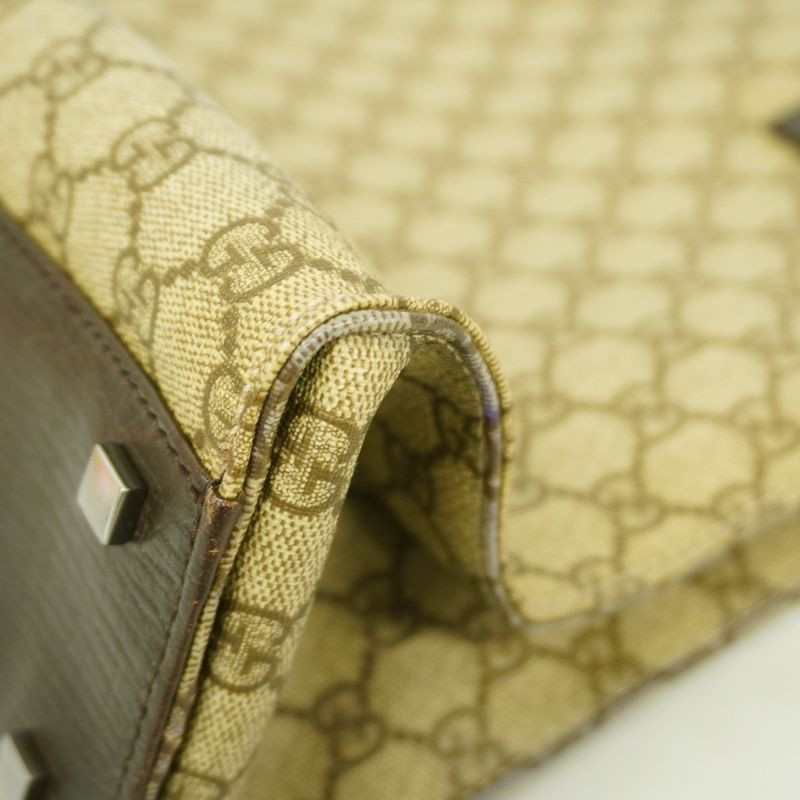 Gucci Tote Bag GG Supreme 91249 PVC Brown Silver Hardware Women's