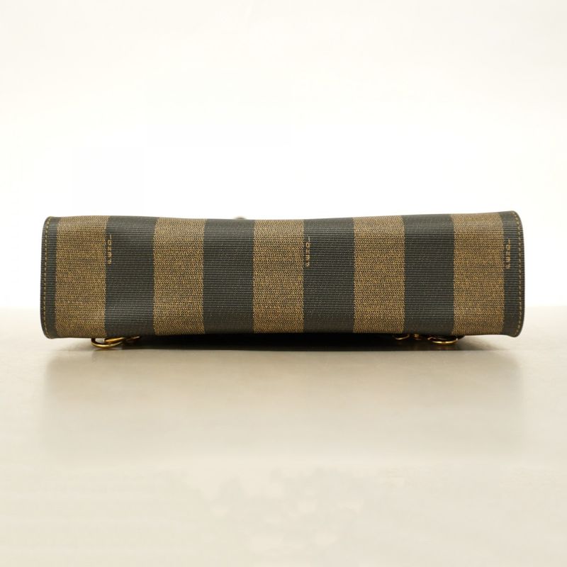 Fendi Backpack Daypack Pecan PVC Black Brown Gold Hardware 2way Bag Men Women