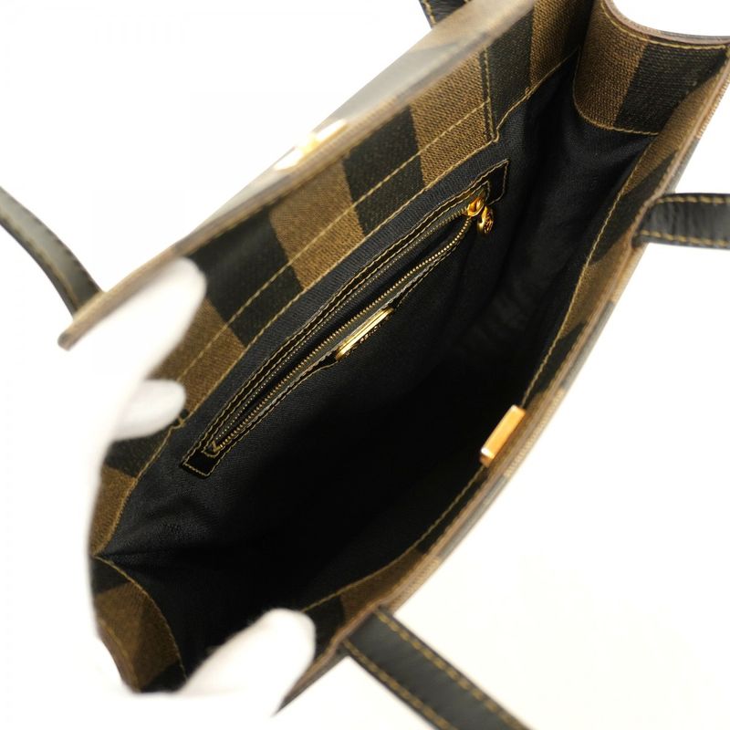 Fendi Backpack Daypack Pecan PVC Black Brown Gold Hardware 2way Bag Men Women