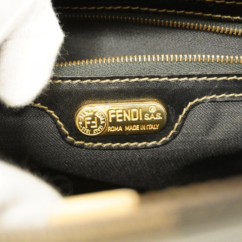Fendi Backpack Daypack Pecan PVC Black Brown Gold Hardware 2way Bag Men Women