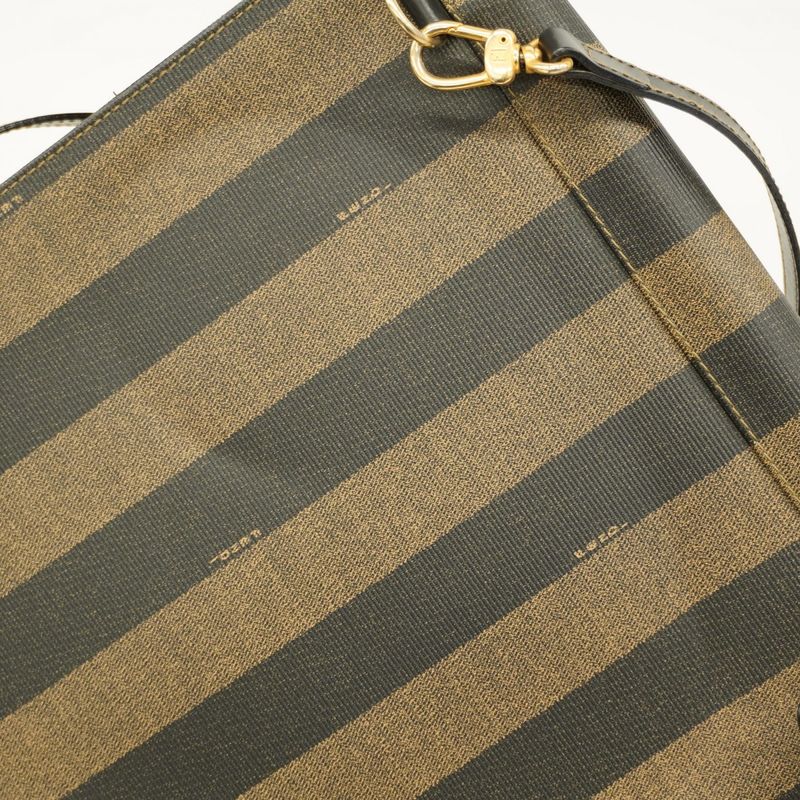 Fendi Backpack Daypack Pecan PVC Black Brown Gold Hardware 2way Bag Men Women