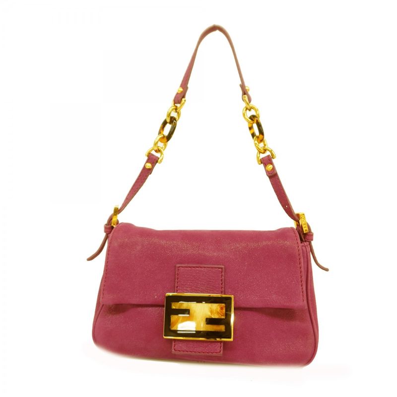 Fendi Handbag Mamma Bucket Leather Purple Gold Hardware Women