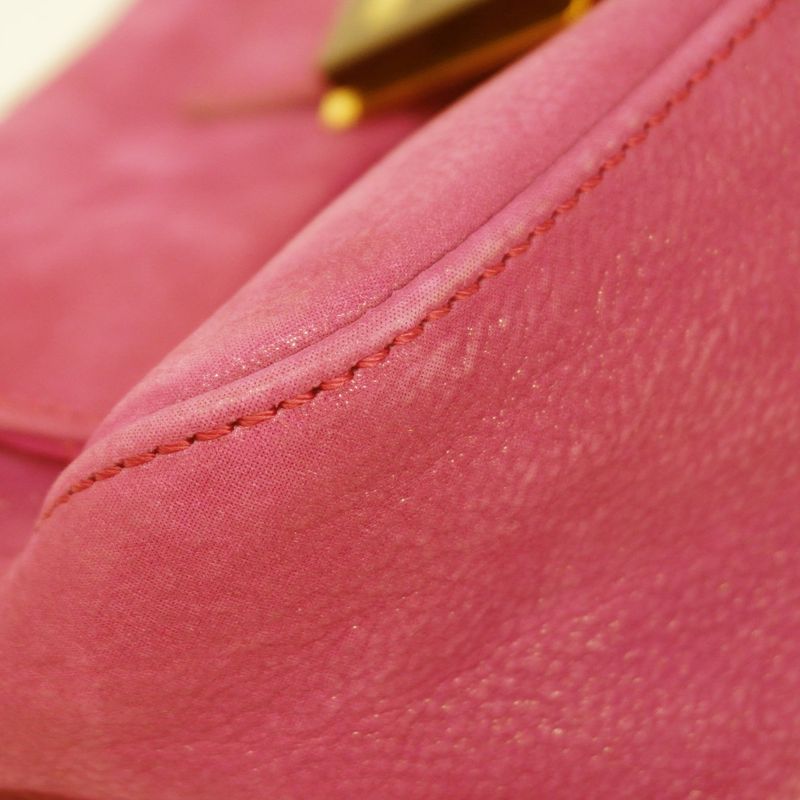 Fendi Handbag Mamma Bucket Leather Purple Gold Hardware Women