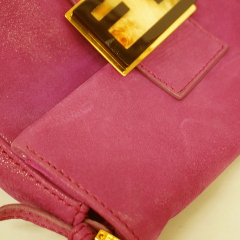 Fendi Handbag Mamma Bucket Leather Purple Gold Hardware Women