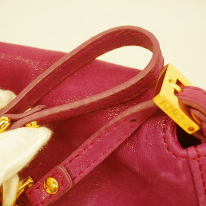 Fendi Handbag Mamma Bucket Leather Purple Gold Hardware Women