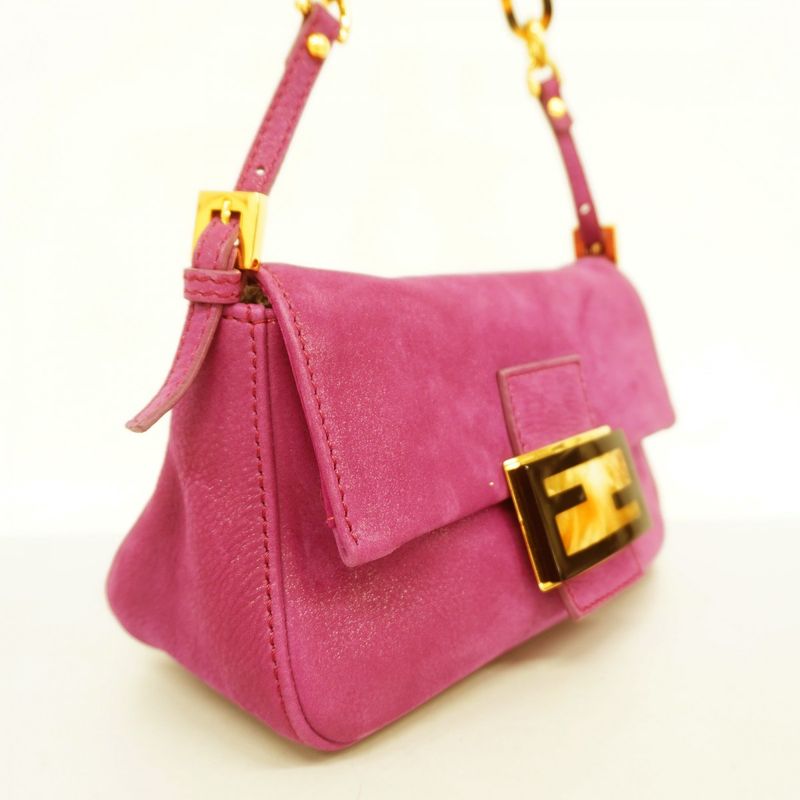 Fendi Handbag Mamma Bucket Leather Purple Gold Hardware Women