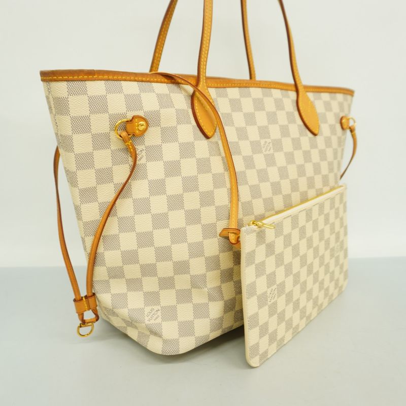 Louis Vuitton Tote Bag Damier Azure Neverfull MM N41361 White Ladies
