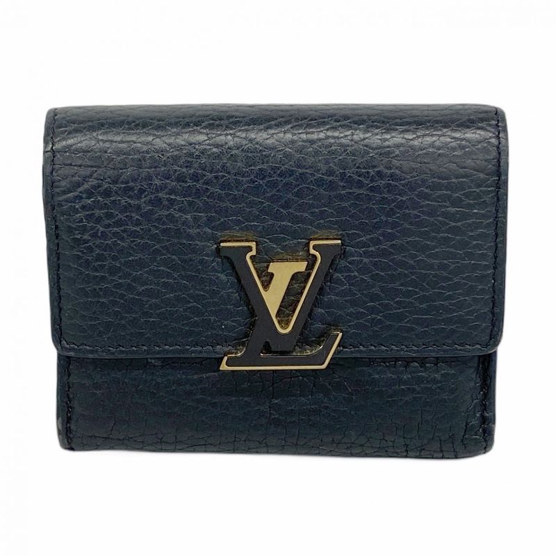 Louis Vuitton Trifold Wallet Taurillon Portefeuille Capucines XS M68587 Noir