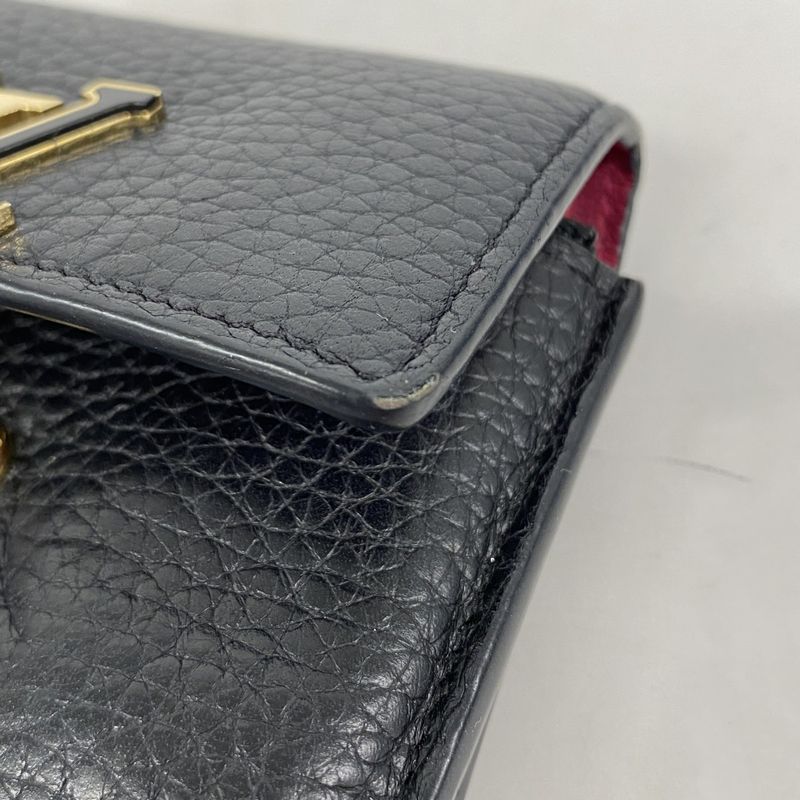 Louis Vuitton Trifold Wallet Taurillon Portefeuille Capucines XS M68587 Noir