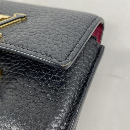 Louis Vuitton Trifold Wallet Taurillon Portefeuille Capucines XS M68587 Noir