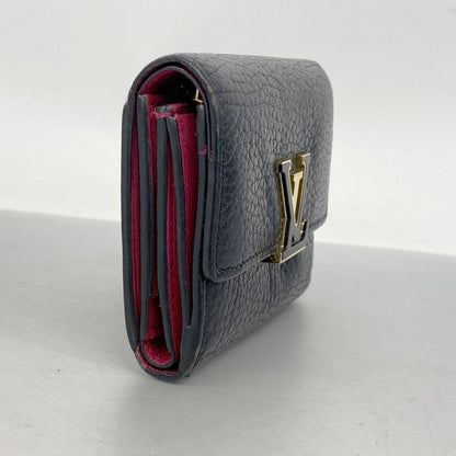 Louis Vuitton Trifold Wallet Taurillon Portefeuille Capucines XS M68587 Noir