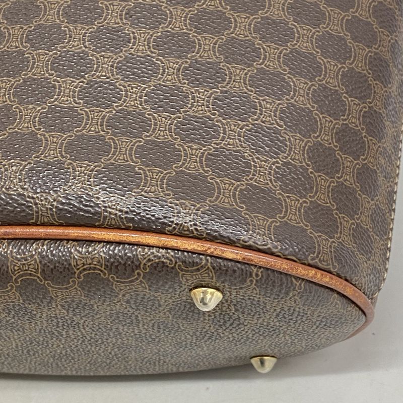 Celine Tote Bag Macadam PVC Brown Gold Hardware Women's