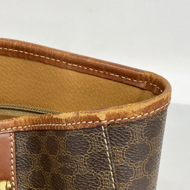 Celine Tote Bag Macadam PVC Brown Gold Hardware Women's