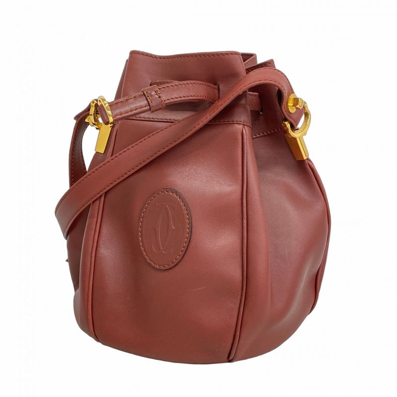 Cartier Shoulder Bag Must Leather Bordeaux Gold Hardware Women