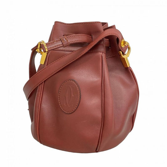 Cartier Shoulder Bag Must Leather Bordeaux Gold Hardware Women