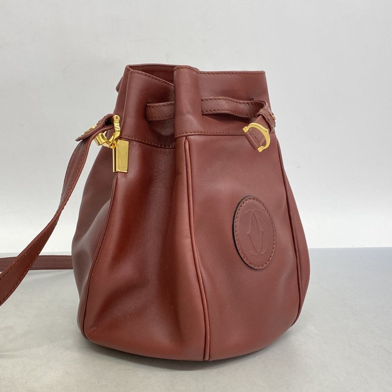 Cartier Shoulder Bag Must Leather Bordeaux Gold Hardware Women