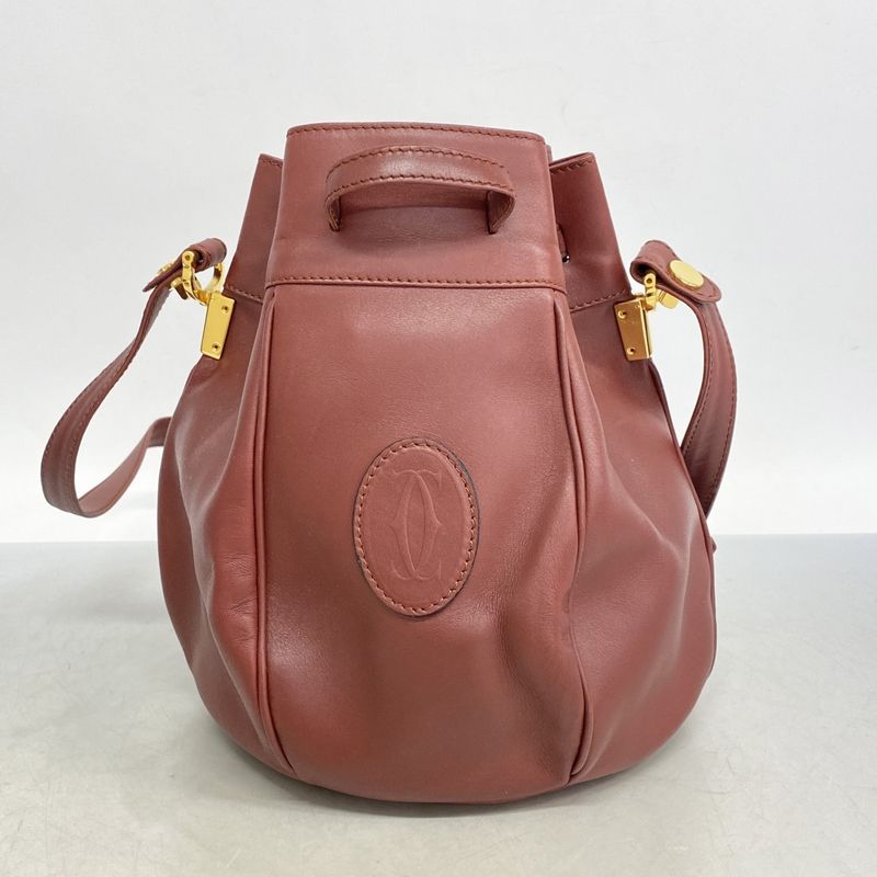 Cartier Shoulder Bag Must Leather Bordeaux Gold Hardware Women