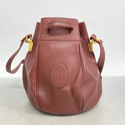 Cartier Shoulder Bag Must Leather Bordeaux Gold Hardware Women