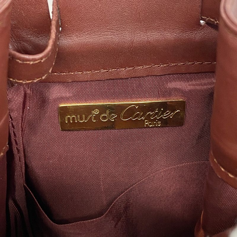 Cartier Shoulder Bag Must Leather Bordeaux Gold Hardware Women