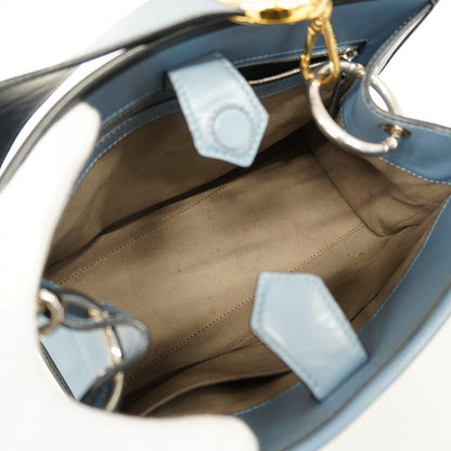 Fendi Handbag Runaway Leather Blue Gold Silver Hardware 2way Bag Women's
