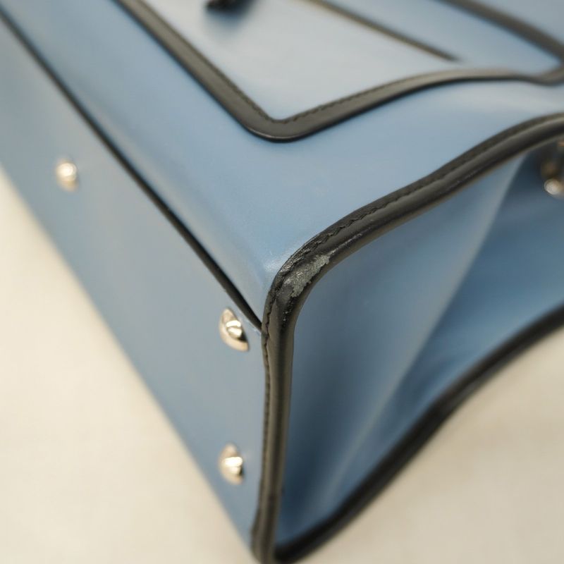 Fendi Handbag Runaway Leather Blue Gold Silver Hardware 2way Bag Women's