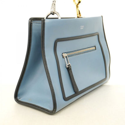 Fendi Handbag Runaway Leather Blue Gold Silver Hardware 2way Bag Women's