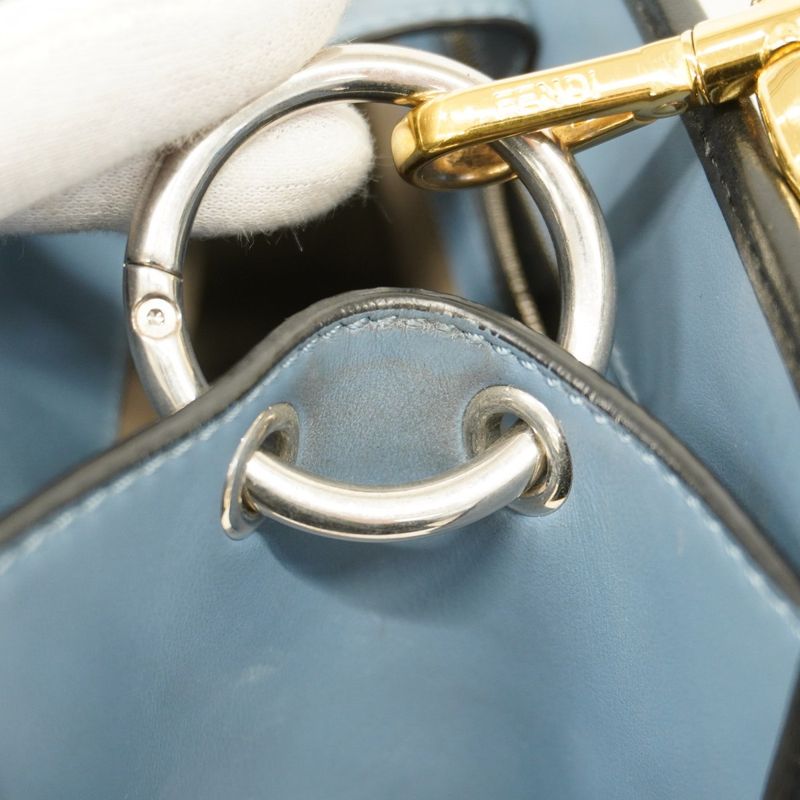 Fendi Handbag Runaway Leather Blue Gold Silver Hardware 2way Bag Women's