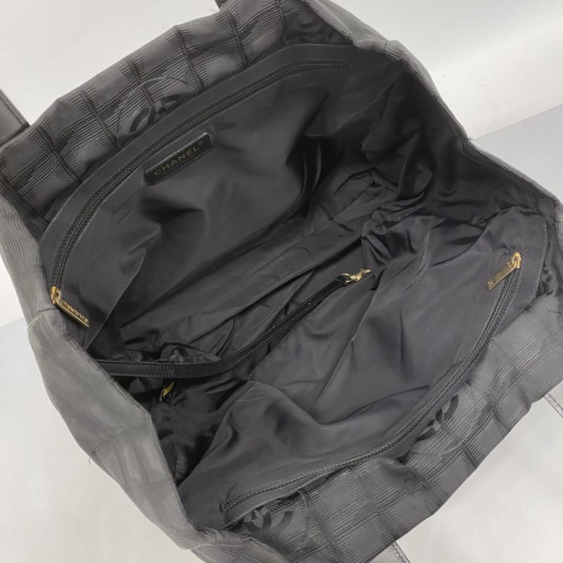 Chanel Tote New Travel Nylon Black Chien Pan Gold Hardware Women's