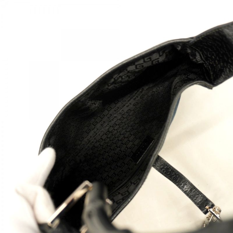 Gucci Handbag Bamboo 001 4060 Canvas Black Silver Hardware Women