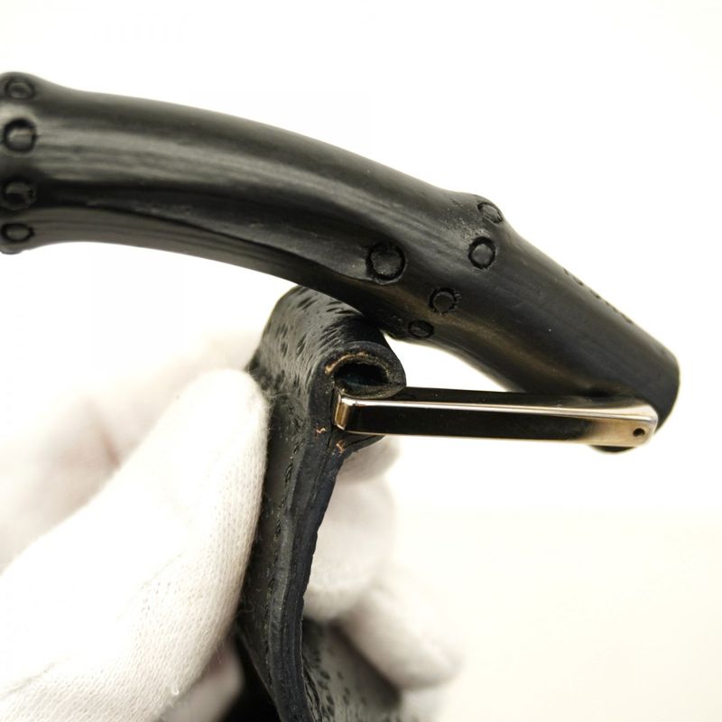 Gucci Handbag Bamboo 001 4060 Canvas Black Silver Hardware Women