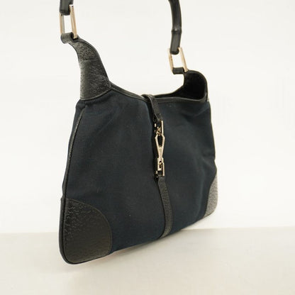 Gucci Handbag Bamboo 001 4060 Canvas Black Silver Hardware Women