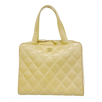 Chanel Tote Wild Stitch Lambskin Beige Gold Hardware Women's