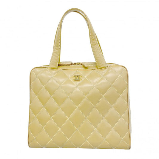 Chanel Tote Wild Stitch Lambskin Beige Gold Hardware Women's