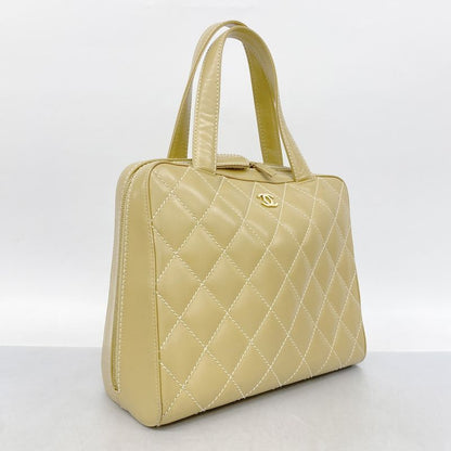 Chanel Tote Wild Stitch Lambskin Beige Gold Hardware Women's