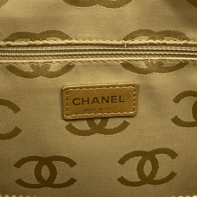 Chanel Tote Wild Stitch Lambskin Beige Gold Hardware Women's
