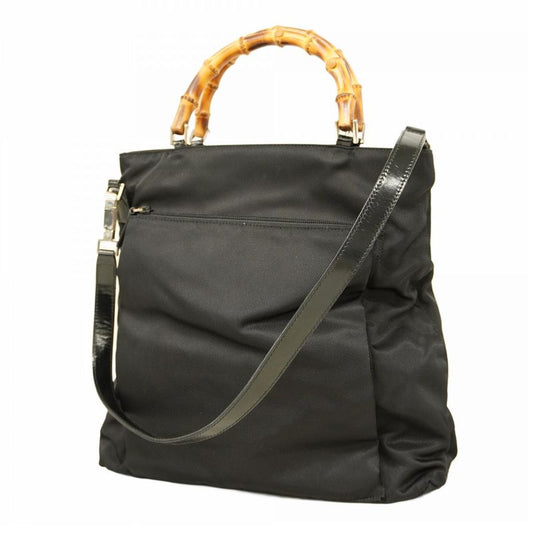 Gucci Handbag Bamboo 002 2122 Nylon Black Silver Hardware 2way Bag Womens