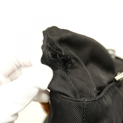 Gucci Handbag Bamboo 002 2122 Nylon Black Silver Hardware 2way Bag Womens