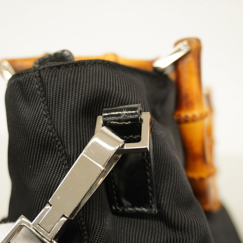 Gucci Handbag Bamboo 002 2122 Nylon Black Silver Hardware 2way Bag Womens