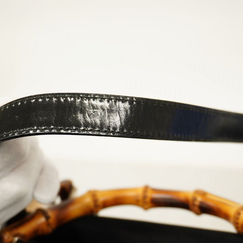 Gucci Handbag Bamboo 002 2122 Nylon Black Silver Hardware 2way Bag Womens