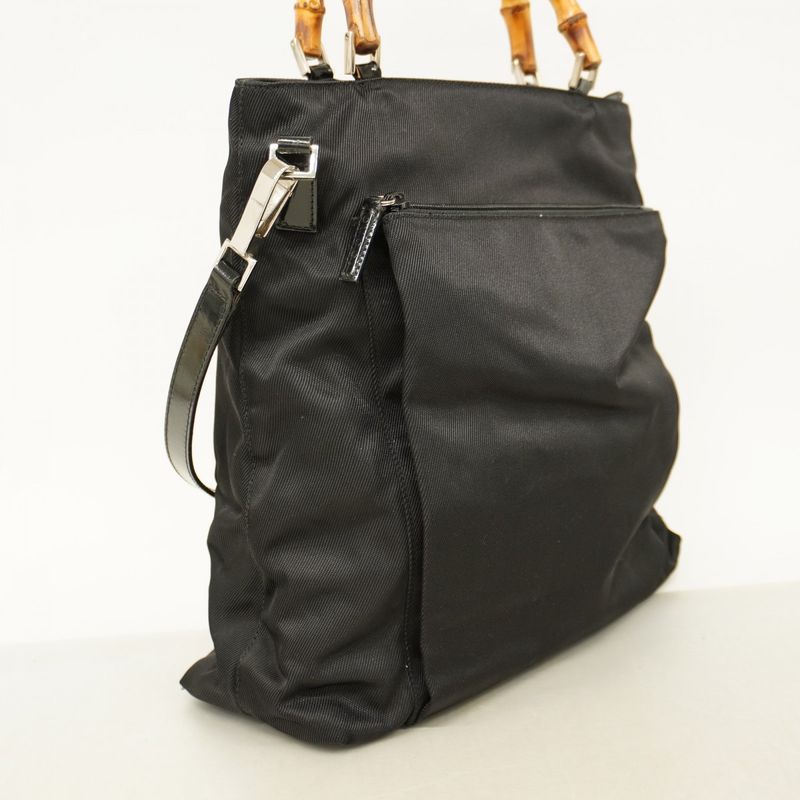 Gucci Handbag Bamboo 002 2122 Nylon Black Silver Hardware 2way Bag Womens