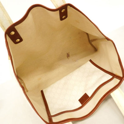 Gucci Tote Bag GG Supreme 211134 PVC White Brown Chien Pan Gold Hardware Women's