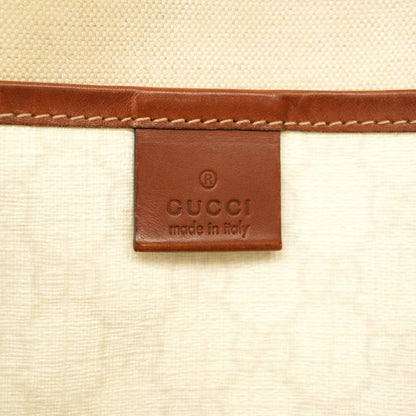 Gucci Tote Bag GG Supreme 211134 PVC White Brown Chien Pan Gold Hardware Women's