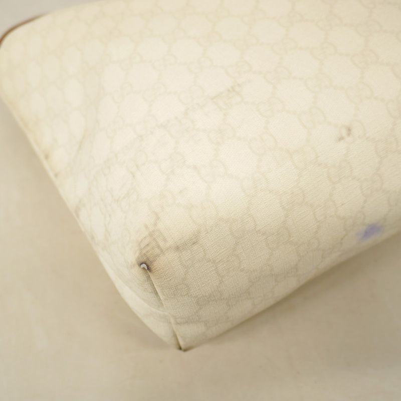 Gucci Tote Bag GG Supreme 211134 PVC White Brown Chien Pan Gold Hardware Women's