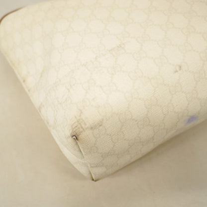 Gucci Tote Bag GG Supreme 211134 PVC White Brown Chien Pan Gold Hardware Women's