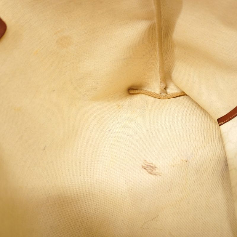 Gucci Tote Bag GG Supreme 211134 PVC White Brown Chien Pan Gold Hardware Women's