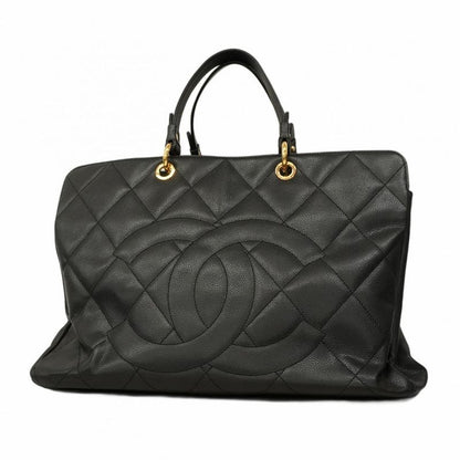 Chanel Tote Bag Matelasse Caviar Skin Black Gold Hardware Women